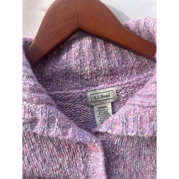 VTG LL Bean Women’s Chunky Cable Knit Button Front Cardigan Sweater Pink Wool - Picture 4 of 7